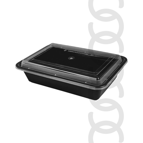 Heavy Duty Black Rectangular Container with Lid 32OZ 